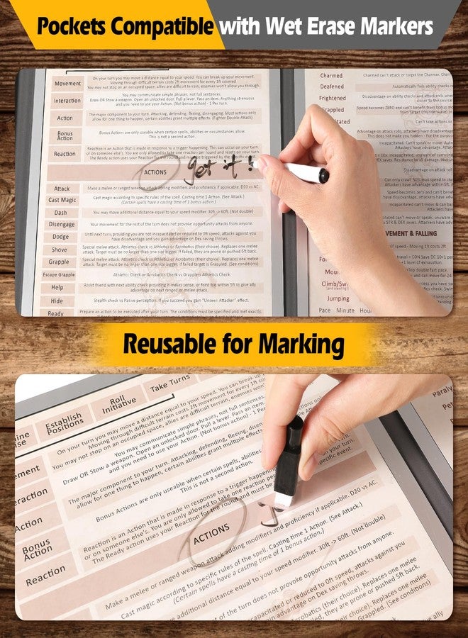 Grajar DND Customizable DM Screen 5e with 4 Panels for US Letter Paper, Large Opening Magnetic Pockets with Wet-Erase Function, Included D&D Master Screen Inserts - Image 4